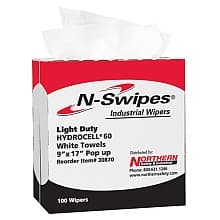 N-Swipes® Light-Duty Industrial Wiper, White, 9" x 17" (100/Box)