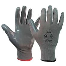 Large Nitrile Well Nit Coated Gloves, Gray (12 Pack)