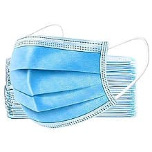 Blue Pleated Face Mask, Bag of 10