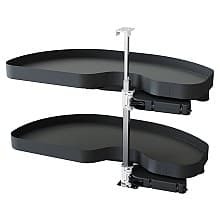 2-Tier Planero Blind Corner Pull-Out with PAM and Soft-Closing for 18" Cabinet Openings, Carbon Steel Gray