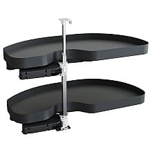 2-Tier Planero Blind Corner Pull-Out with PAM and Soft-Closing for 18" Cabinet Openings, Carbon Steel Gray