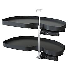 2-Tier Planero Blind Corner Pull-Out with PAM and Soft-Closing for 21" Cabinet Openings, Carbon Steel Gray