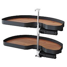 2-Tier Planero Blind Corner Pull-Out with PAM and Soft-Closing for 21" Cabinet Openings, Walnut