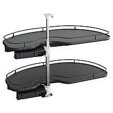 2-Tier Scalea Blind Corner Pull-Out with PAM and Soft-Closing for 15" Cabinet Opening, Carbon Steel Gray