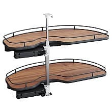 2-Tier Scalea Blind Corner Pull-Out with PAM and Soft-Closing for 18" Cabinet Opening, Walnut