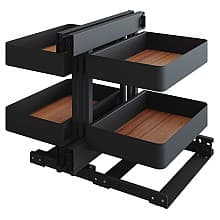 2-Tier Planero Full Access Blind Corner Pull-Out with Soft-Closing for 15" Cabinet Opening, Walnut