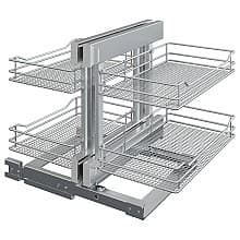 4-Tier Saphir Full Access Blind Corner Pull-Out with Soft-Closing for 15" Cabinet Opening, Platinum