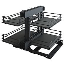 2-Tier Scalea Full Access Blind Corner Pull-Out with Soft-Closing for 15" Cabinet Opening, Carbon Steel Gray