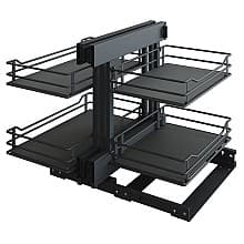 2-Tier Scalea Full Access Blind Corner Pull-Out with Soft-Closing for 17.5" Cabinet Opening, Carbon Steel Gray