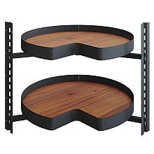 Kidney Shaped 2 Tray Planero Lazy Susan, Walnut