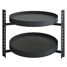 Full-Circle Shaped 2 Tray Planero Lazy Susan, Carbon Steel Gray