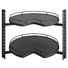 Kidney Shaped 2 Tray Scalea Lazy Susan, Carbon Steel Gray
