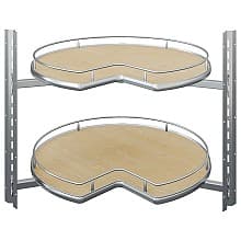 Scalea Kidney Poleless 2-Tray Lazy Susan Kit, Maple