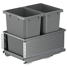 Double 50 QT Bottom-Mount Planero Waste Container Pullout with Soft-Closing, Gray