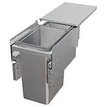 Single 31 QT Top-Mount Waste Container Pullout with 1-1/2" Face Frame for 12" Cabinet Opening, Platinum