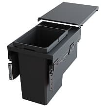 Single 31 QT Top-Mount Waste Container Pullout with Soft-Closing for Frameless, Gray
