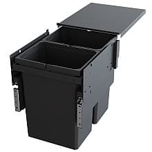Double 31 QT Top-Mount Waste Container Pullout with Soft-Closing for 1-1/2" Face Frame, Gray, 16-35/64" Width