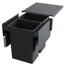 Double 31 QT Top-Mount Waste Container Pullout with Soft-Closing for 1-1/2" Face Frame, Gray, 19-31/64" Width