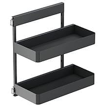 4.09" 2-Tier Planero Base Cabinet Organizer with Soft-Closing, Carbon Steel Gray