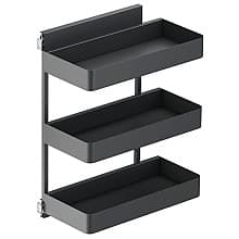4.09" 3-Tier Planero Base Cabinet Organizer with Soft-Closing, Carbon Steel Gray, 25.5" High