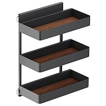 4.09" 3-Tier Planero Base Cabinet Organizer with Soft-Closing, Walnut, 25.5" High