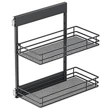 10.05" 2-Tier Saphir Base Cabinet Organizer with Soft-Closing, Carbon Steel Gray, 25.5" High