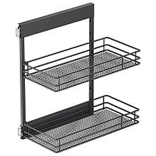 4.09" 2-Tier Saphir Wire Base Cabinet Organizer with Soft-Closing, Carbon Steel Gray, 25.5" High