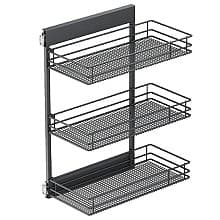 10.05" 3-Tier Saphir Base Cabinet Organizer with Soft-Closing, Carbon Steel Gray, 25.5" High