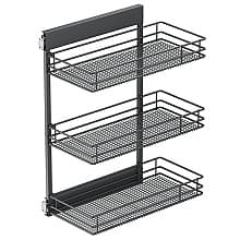 4.09" 3-Tier Saphir Wire Base Cabinet Organizer with Soft-Closing, Carbon Steel Gray, 25.5" High