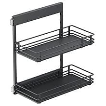 10.05" 2-Tier Scalea Base Cabinet Organizer with Soft-Closing, Carbon Steel Gray, 20.5" High