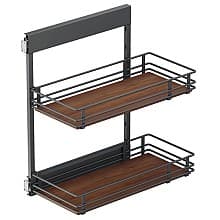 10.05" 2-Tier Scalea Base Cabinet Organizer with Soft-Closing for 12" Cabinet Opening, Walnut, 30.5" High