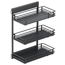 10.05" 3-Tier Scalea Base Cabinet Organizer with Soft-Closing for 12" Cabinet Opening, Carbon Steel Gray, 30.5" High