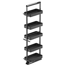 76.75" 5-Shelf Planero Pullout Pantry with PAM and Soft-Closing, Carbon Steel Gray