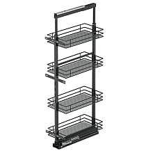 57" 4-Shelf Saphir Wire Pullout Pantry with PAM and Soft-Closing, Carbon Steel Gray