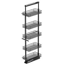 76.75" 5-Shelf Saphir Wire Pullout Pantry with PAM and Soft-Closing, Carbon Steel Gray