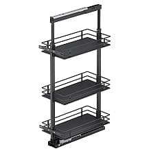 47.25" 3-Shelf Scalea Pullout Pantry with PAM and Soft-Closing, Carbon Steel Gray