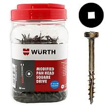 Wurth Modified Pan Head Assembly Screws, Square Drive Coarse Thread and Type 17 Auger Point