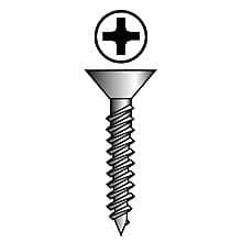 #6 x 5/8" Flat Head Hinge/Drawer Slide Screw, Phillips Drive Coarse Thread and Regular Point, Zinc, Box of Thousand by Wurth