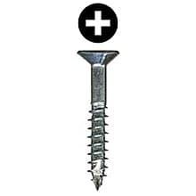 #8 x 1-1/4" Flat Head Assembly Screw, Phillips Drive Coarse Thread with Nibs and Type 17 Auger Point, Zinc, Box of Thousand by Wurth
