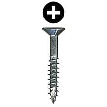 #8 x 1-1/4" Flat Head Assembly Screw, Phillips Drive Coarse Thread with Nibs and Type 17 Auger Point, Zinc, Box of Thousand by Wurth