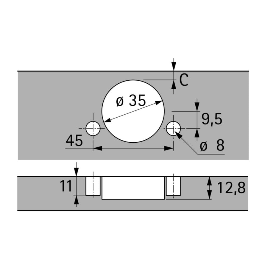Hettich Intermat Self-Close Full Overlay Face-Frame;Frameless Hinges Nickel, 125° Dowel - 1058549, detail 2