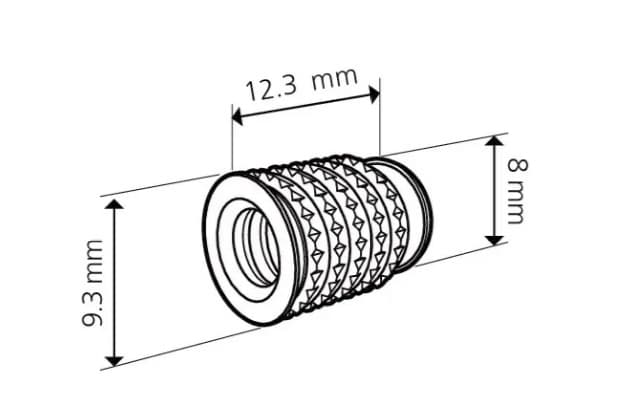 Cabineo 8 M6 x 12.3mm Insert Nut, Brass (100/Box), specs