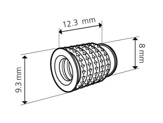 Cabineo 8 M6 x 12.3mm Insert Nut, Brass (500/Box), specs
