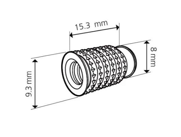 Cabineo 8 M6 x 15.3mm Insert Nut, Brass (100/Box), specs