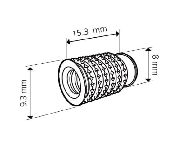 Cabineo 8 M6 x 15.3mm Insert Nut, Brass (500/Box), specs