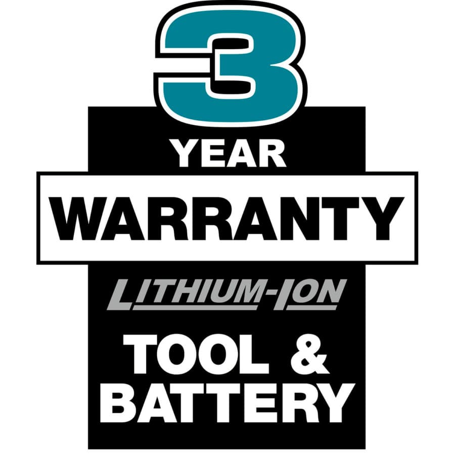 Makita 3 Year Lithium-Ion Tool and Battery Warranty (Color on White)