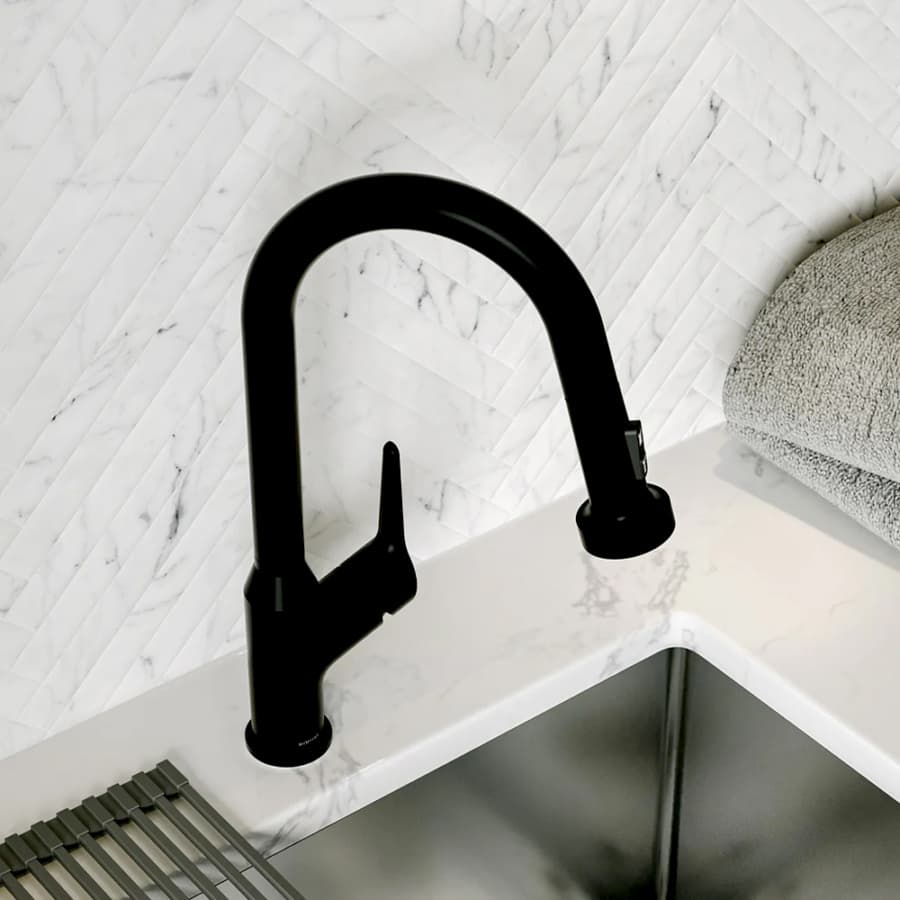 Karran Scottsdale Matte Black Single Handle Pull-Down Dual Function Kitchen Faucet, 1.8GPM, 360 Degree, ADA Compliant, KKF250MB, detail 3