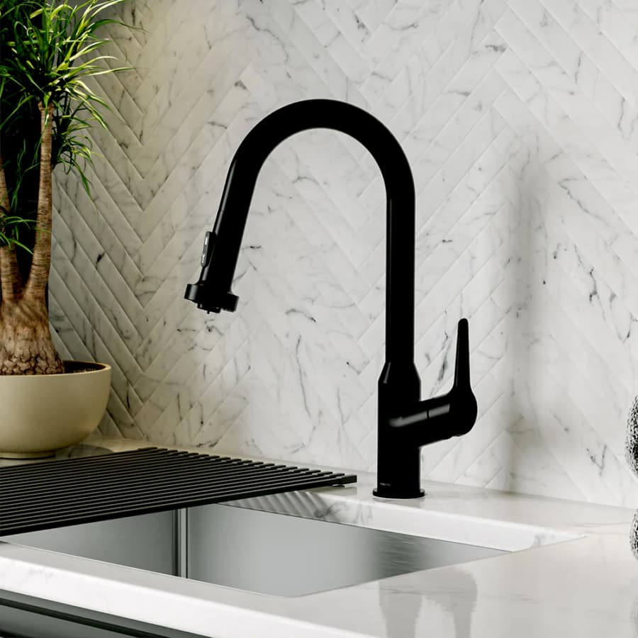 Karran Scottsdale Matte Black Single Handle Pull-Down Dual Function Kitchen Faucet, 1.8GPM, 360 Degree, ADA Compliant, KKF250MB, detail 2