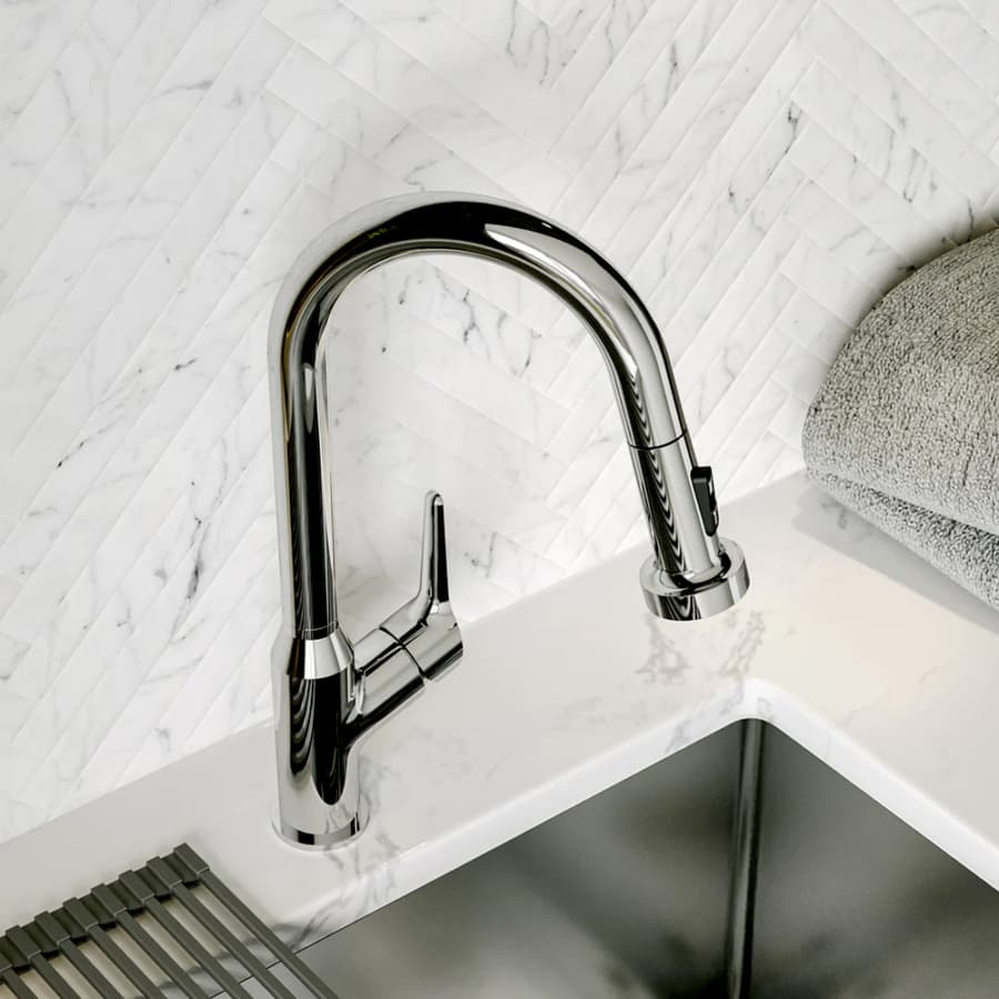 Karran Scottsdale Chrome Single Handle Pull-Down Dual Function Kitchen Faucet, 1.8GPM, 360 Degree, ADA Compliant, KKF250C, detail 3