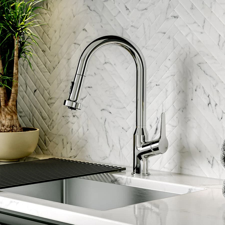 Karran Scottsdale Chrome Single Handle Pull-Down Dual Function Kitchen Faucet, 1.8GPM, 360 Degree, ADA Compliant, KKF250C, detail 2